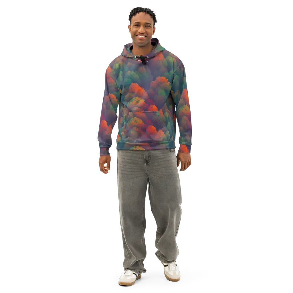 Flame-Kissed Foliage on Cotton Hoodie — Front
