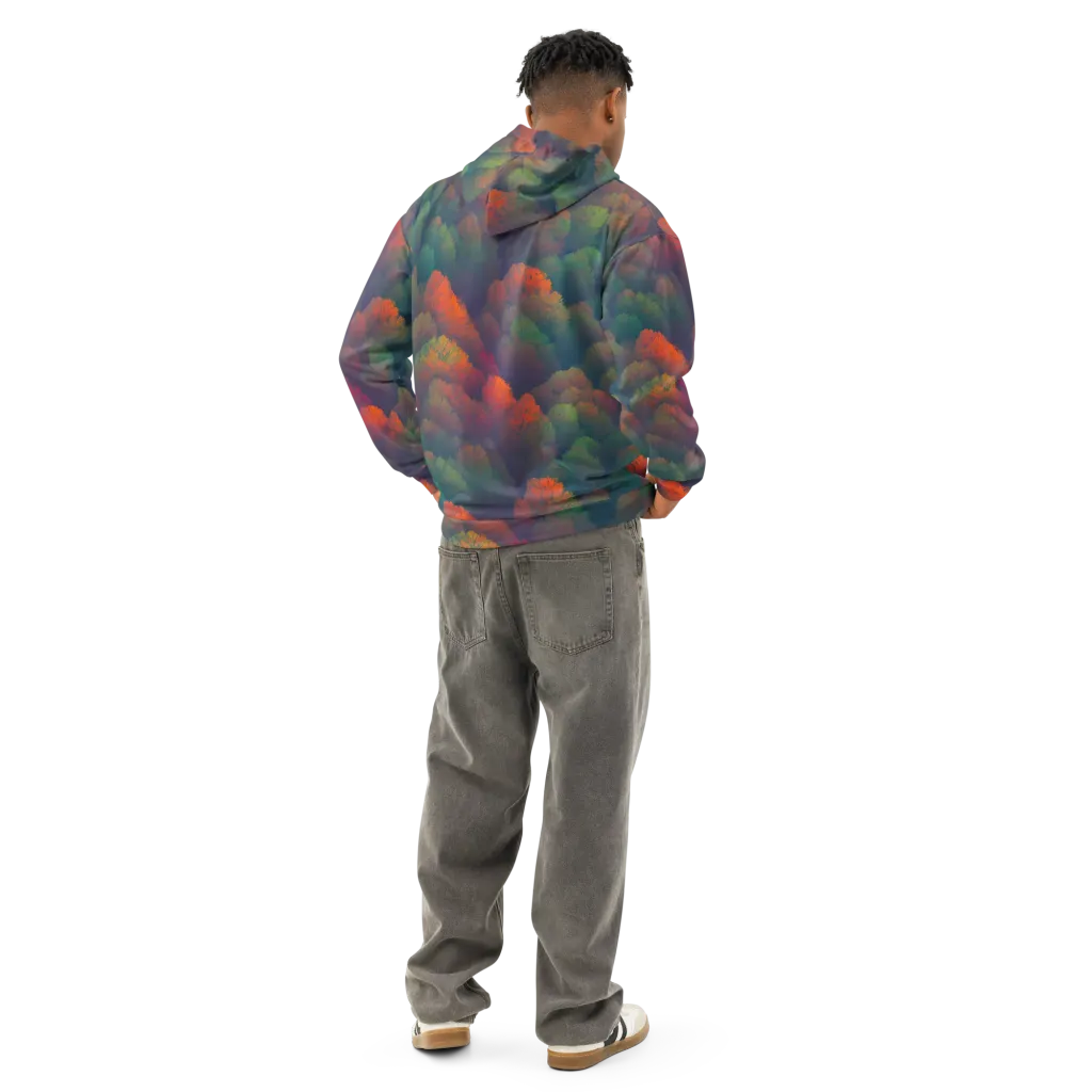 Flame-Kissed Foliage on Cotton Hoodie — Back