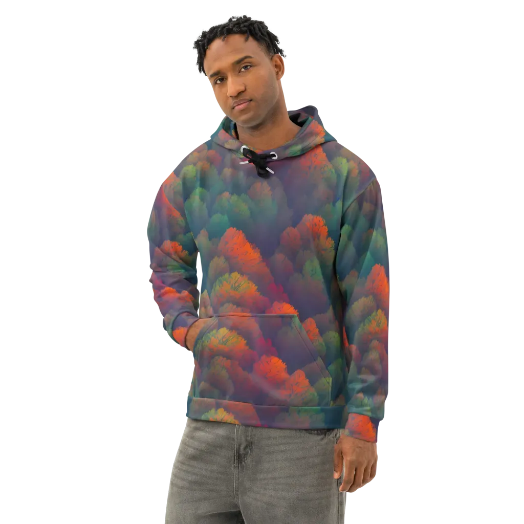 Flame-Kissed Foliage on Cotton Hoodie — Left Front