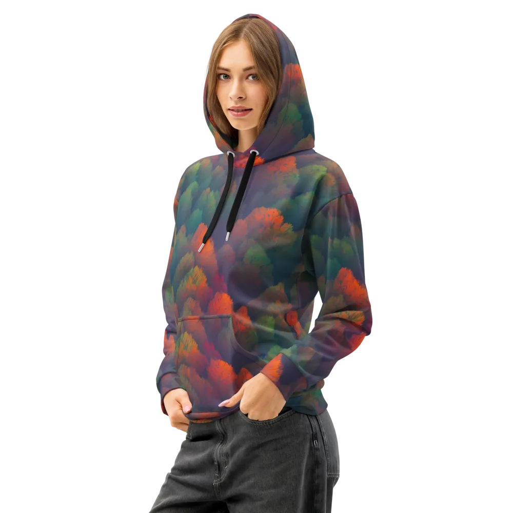 Flame-Kissed Foliage on Cotton Hoodie — Left Front