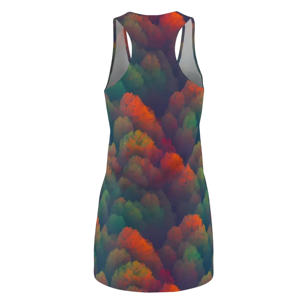 Flame-Kissed Foliage on Racerback Dress — Back