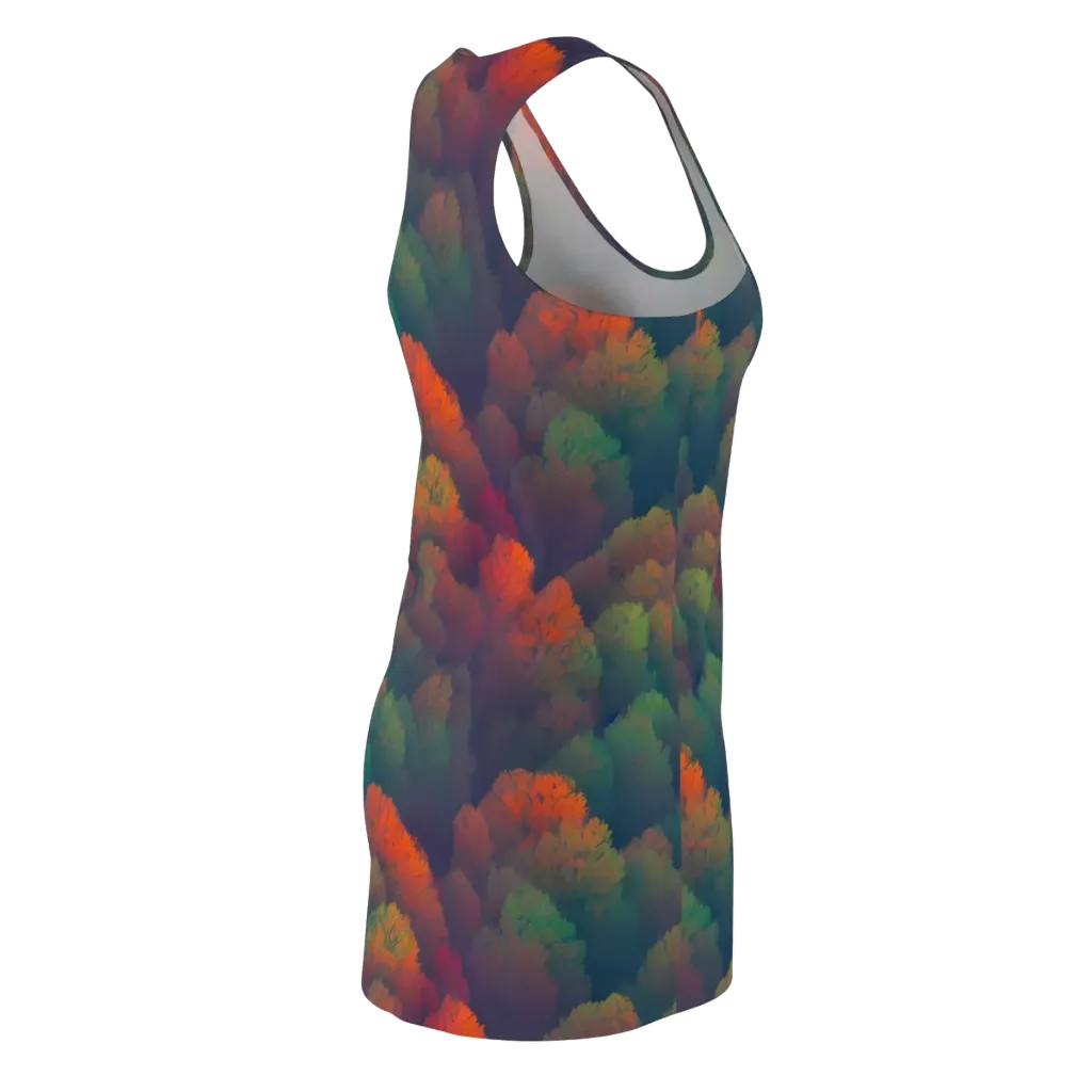 Flame-Kissed Foliage on Racerback Dress — Back Side