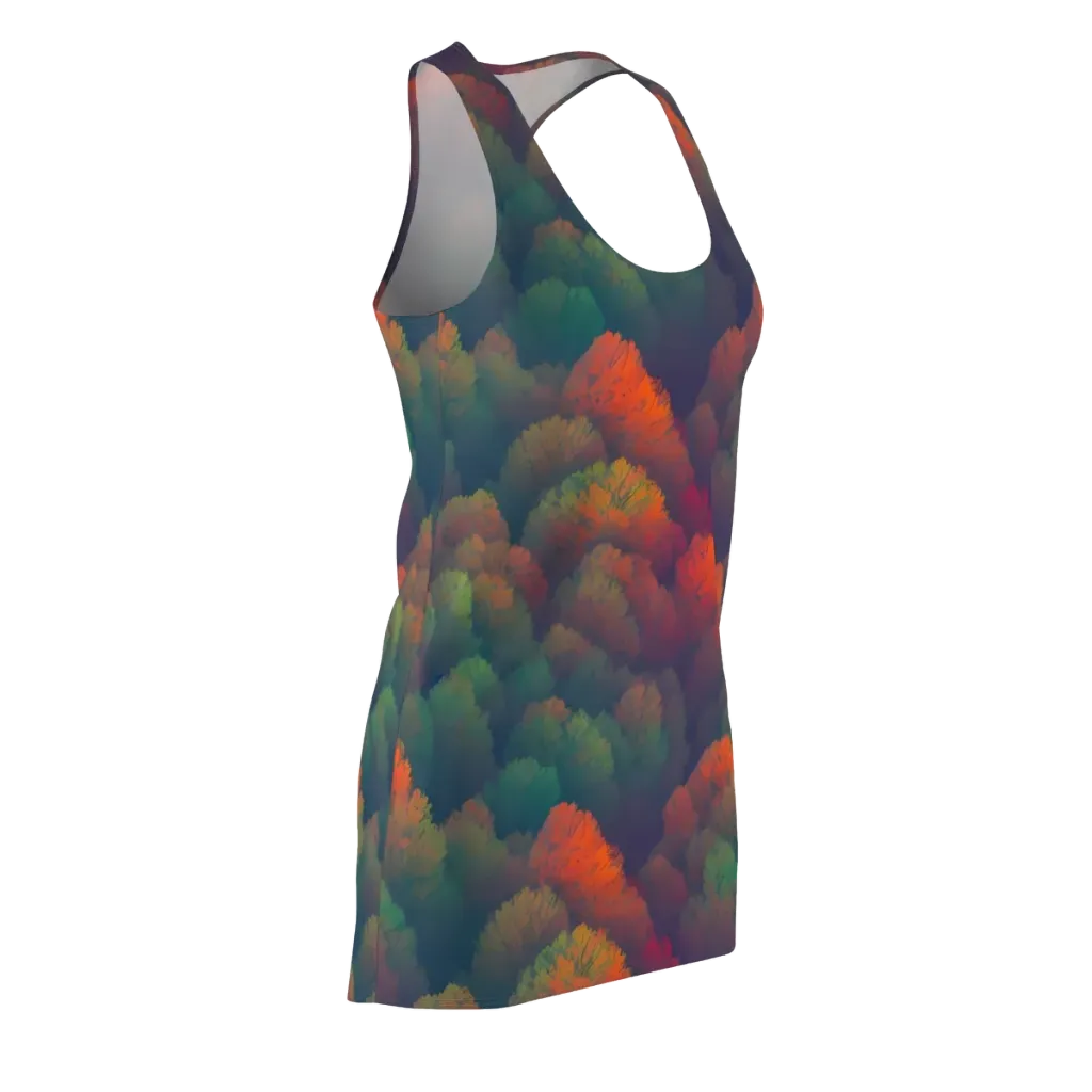 Flame-Kissed Foliage on Racerback Dress — Front Side