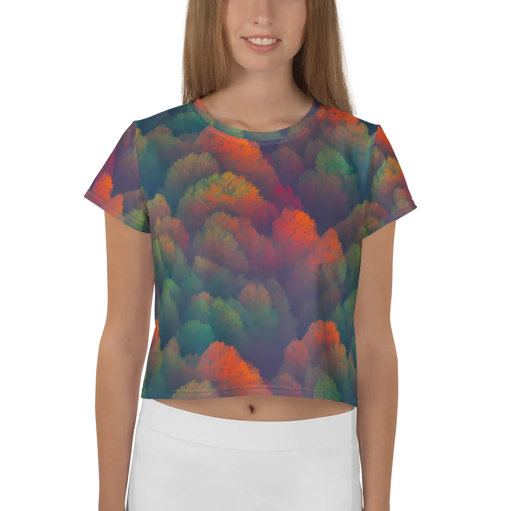 Flame-Kissed Foliage on Crop Tee — Front