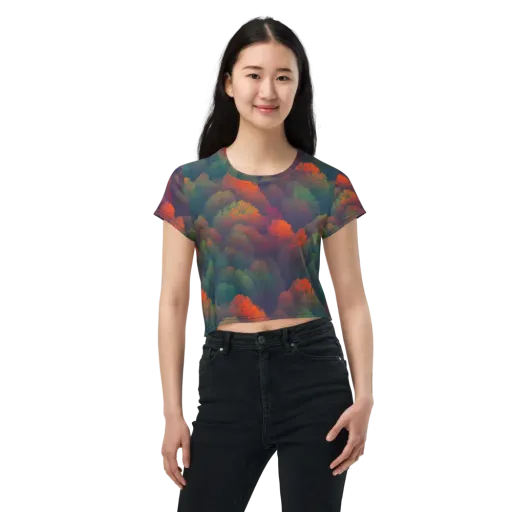 Flame-Kissed Foliage on a Crop Tee
