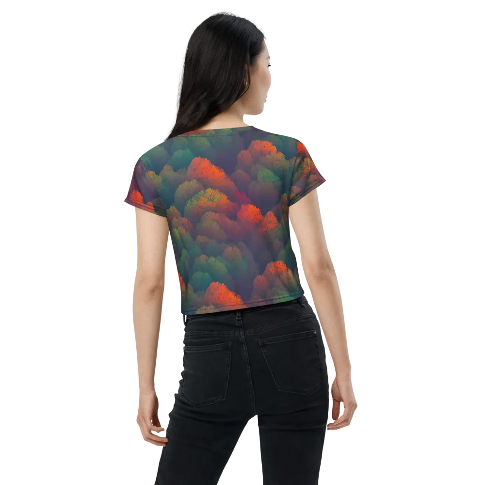 Flame-Kissed Foliage on Crop Tee — Back