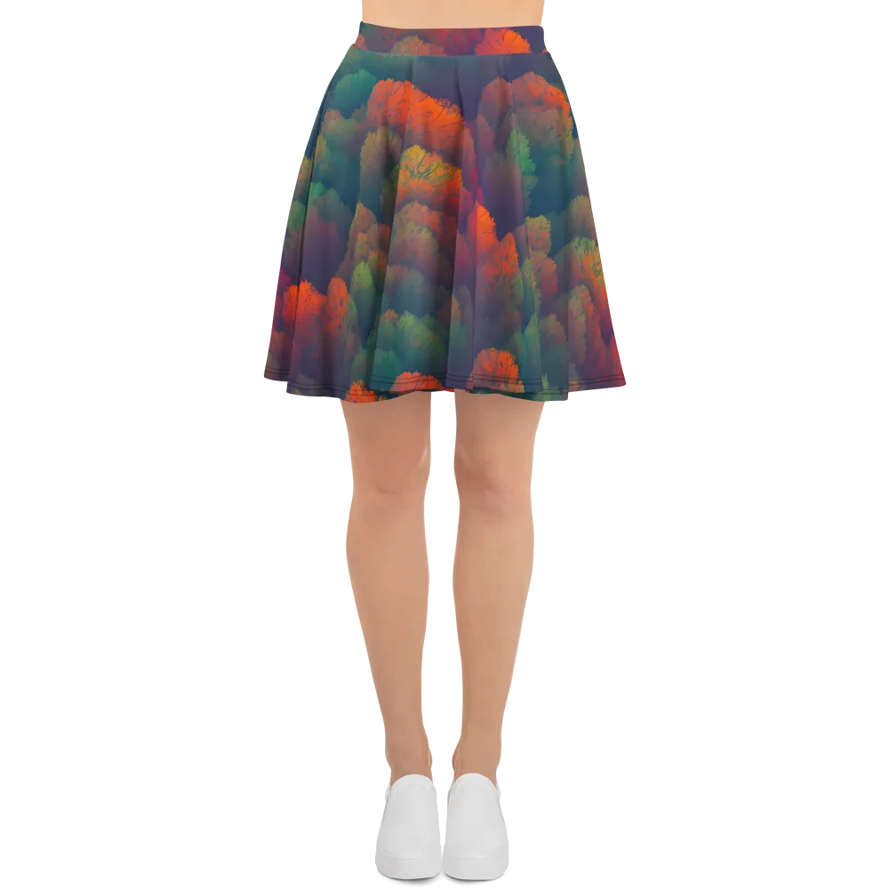 Flame-Kissed Foliage on Skater Skirt — Front