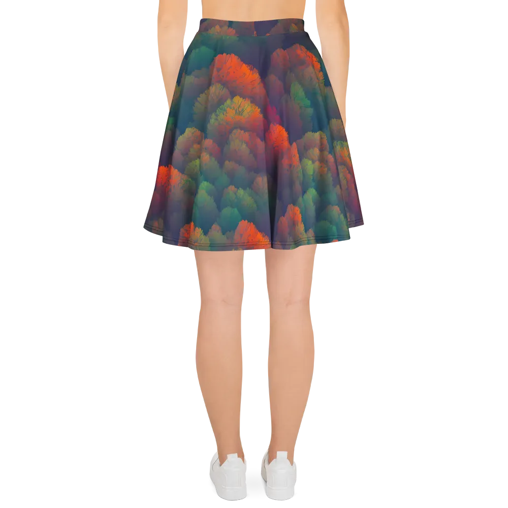 Flame-Kissed Foliage on Skater Skirt — Back