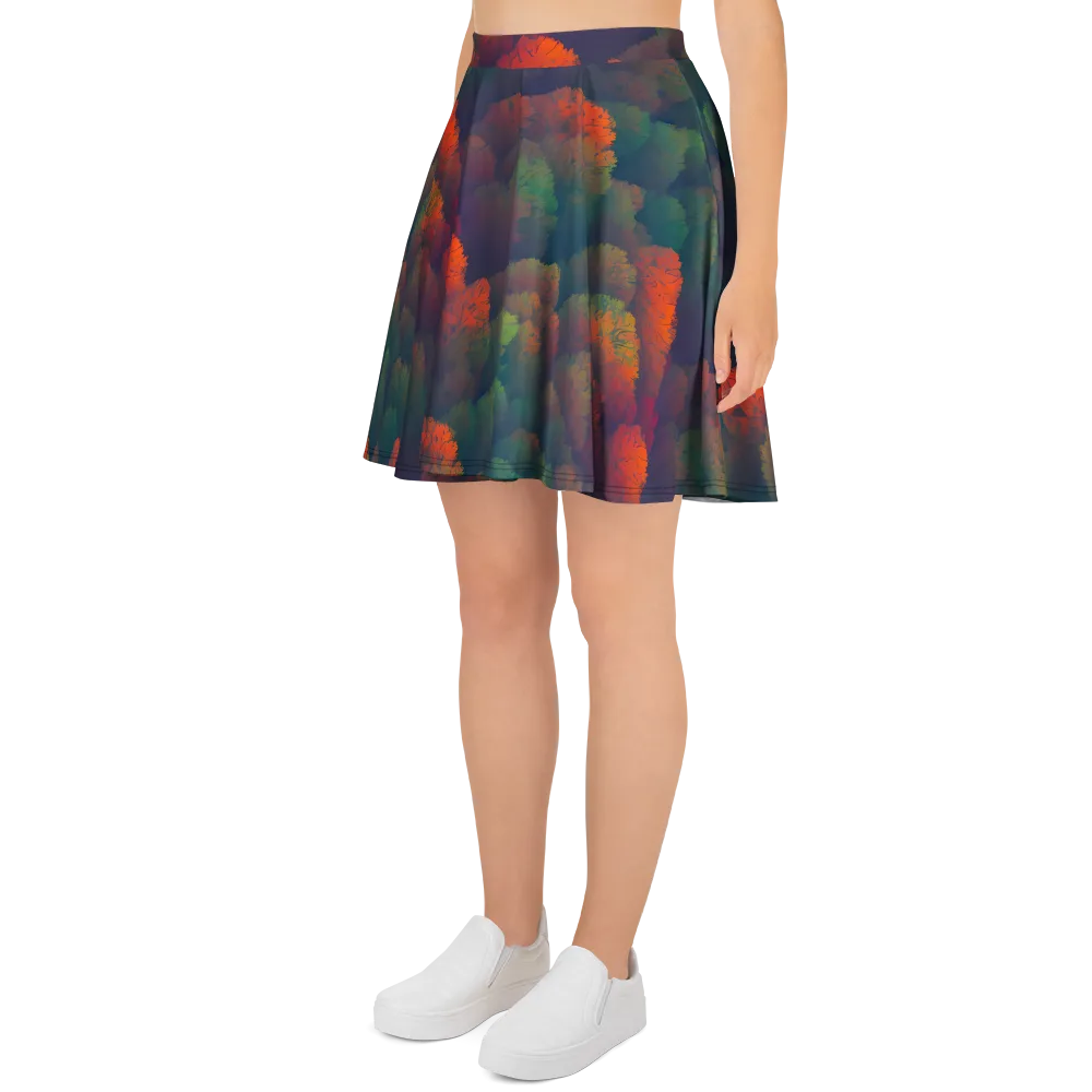 Flame-Kissed Foliage on Skater Skirt — Left