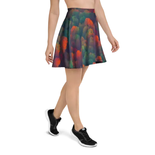 Flame-Kissed Foliage on a Skater Skirt