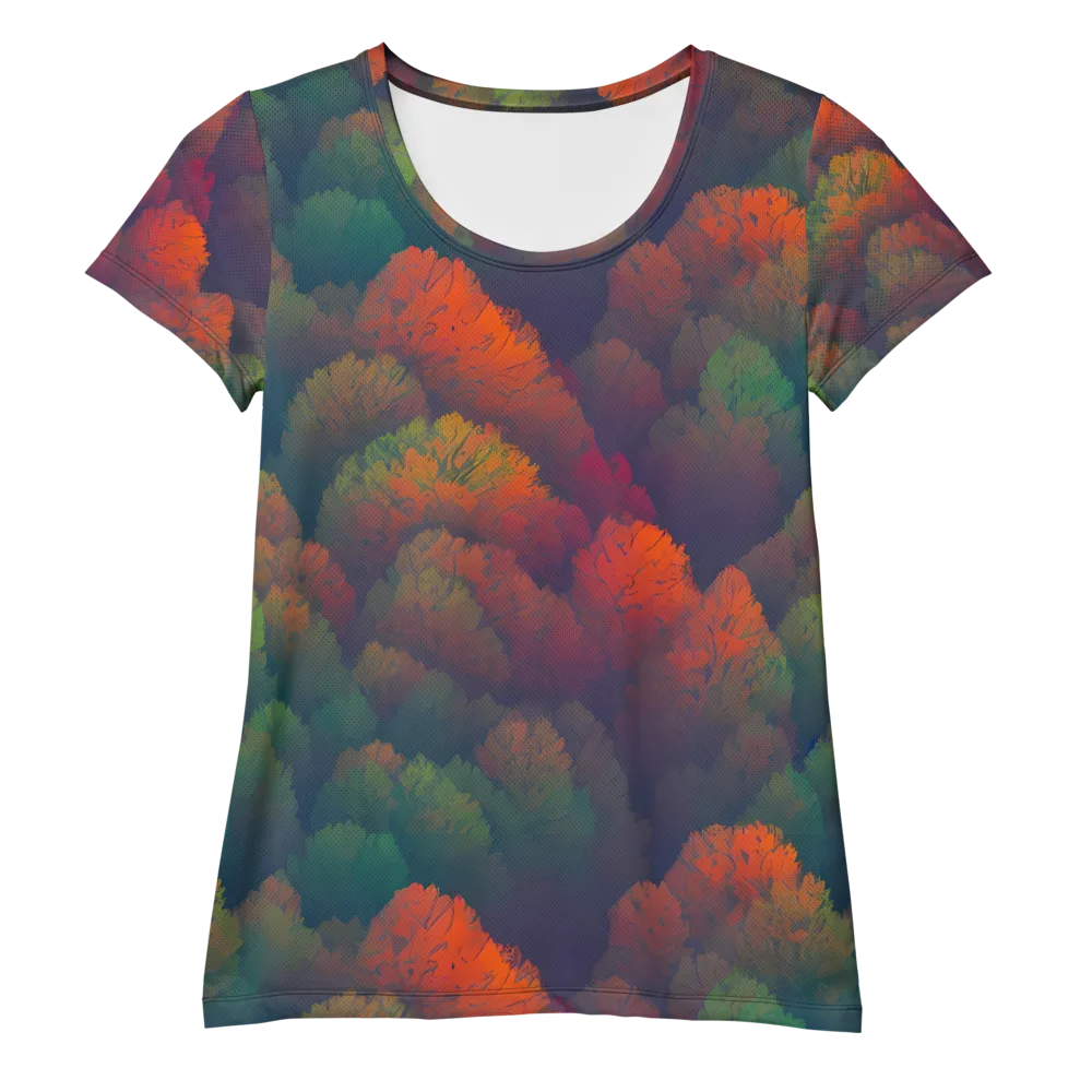 Flame-Kissed Foliage on Women's Athletic T-Shirt — Front