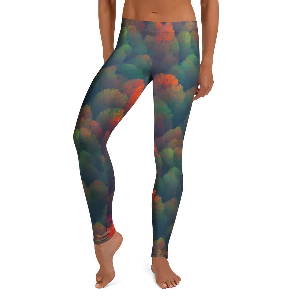 Flame-Kissed Foliage on Leggings — Front