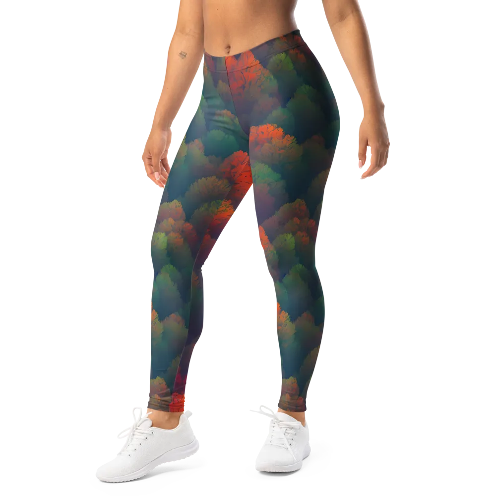 Flame-Kissed Foliage on Leggings — Left Front