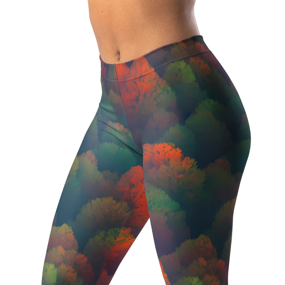 Flame-Kissed Foliage on Leggings — Left Front
