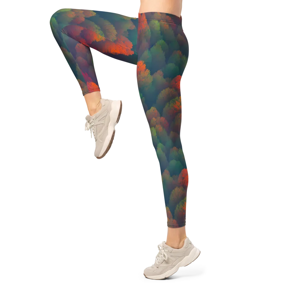 Flame-Kissed Foliage on Leggings — Left