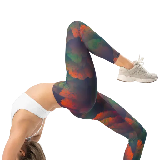 Flame-Kissed Foliage on a Leggings