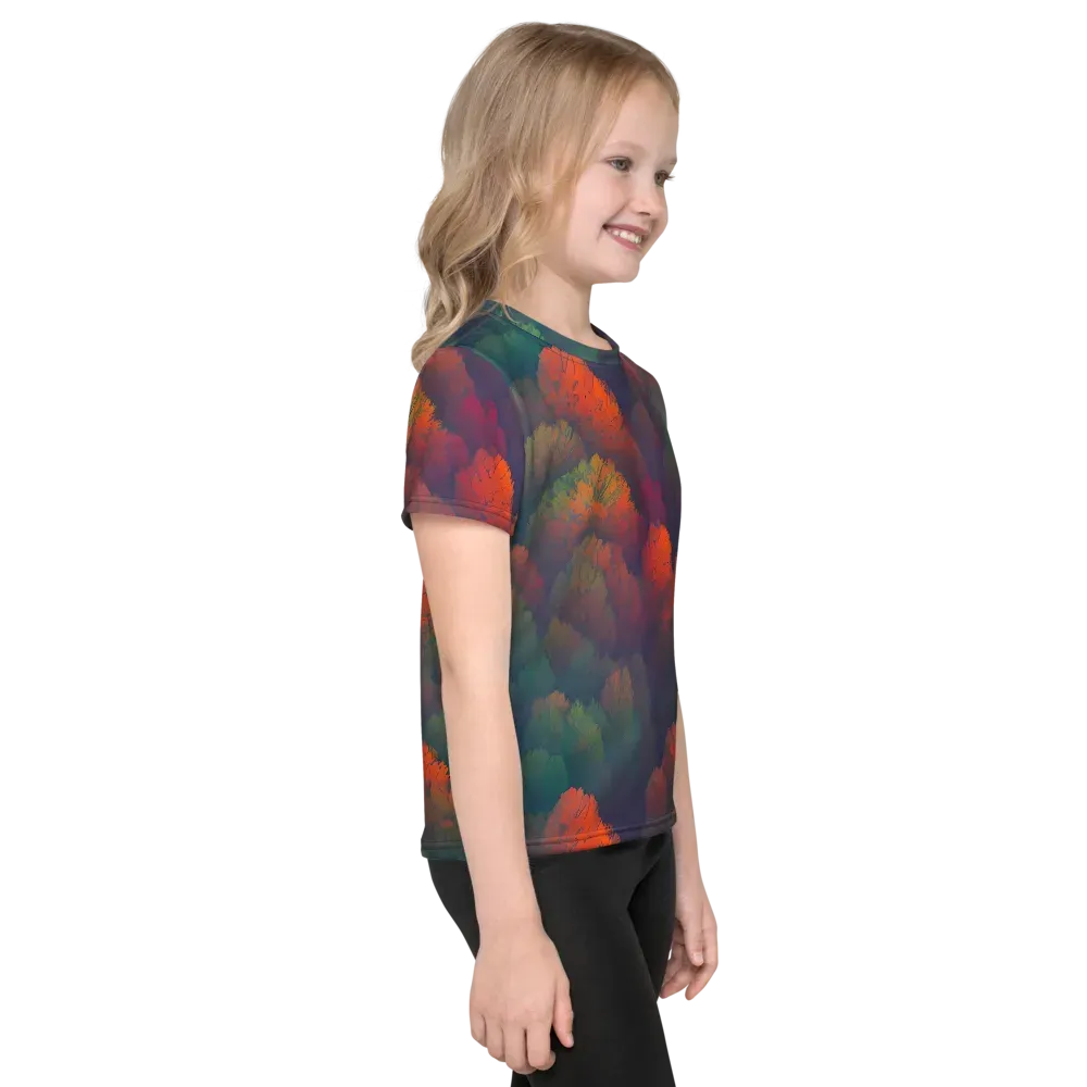 Flame-Kissed Foliage on Kids Crew Neck T-Shirt — Right