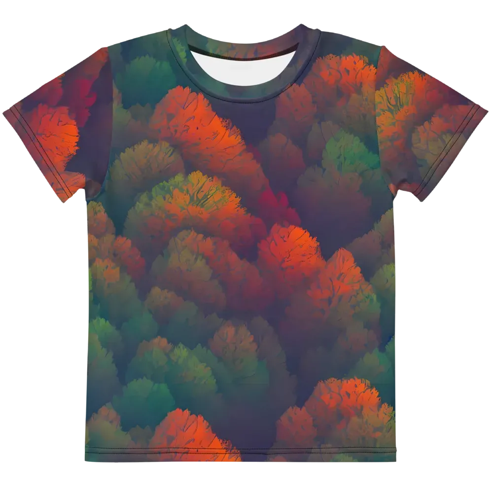 Flame-Kissed Foliage on Kids Crew Neck T-Shirt — Front