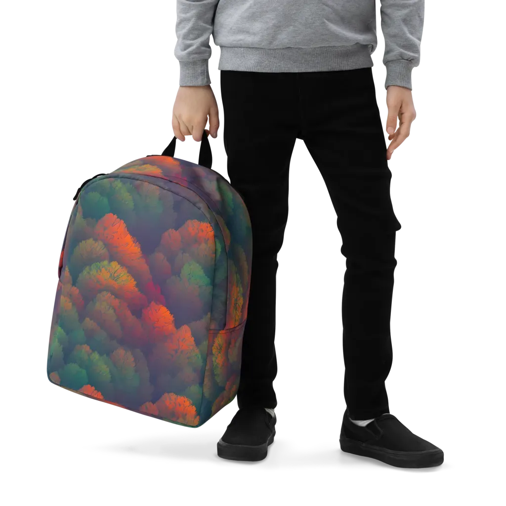 Flame-Kissed Foliage on Minimalist Backpack — Zoomed-in