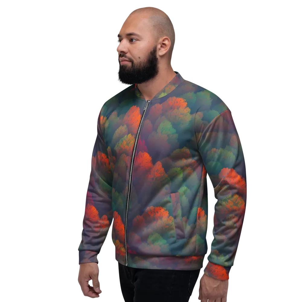 Flame-Kissed Foliage on Bomber Jacket — Left