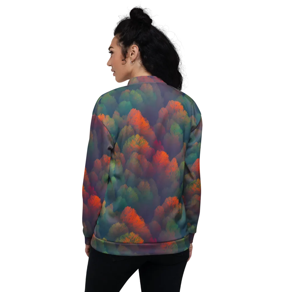 Flame-Kissed Foliage on Bomber Jacket — Back