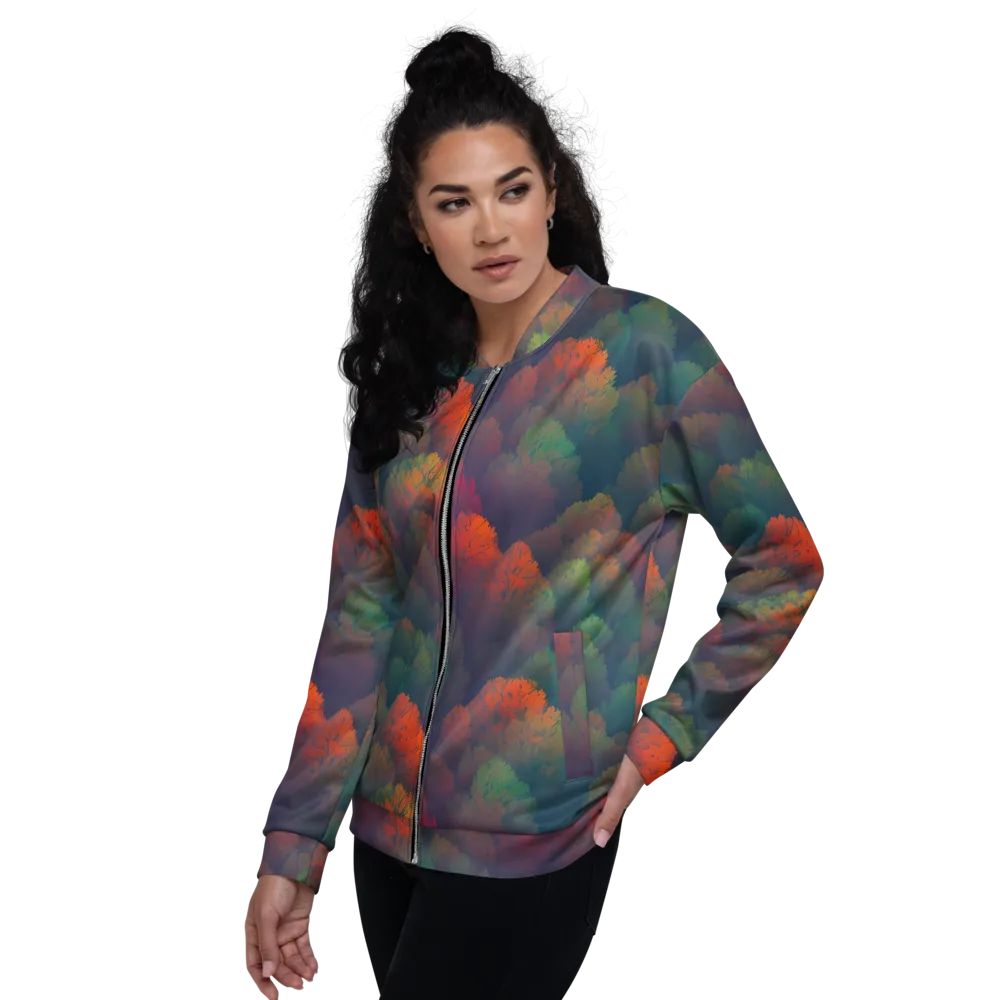 Flame-Kissed Foliage on Bomber Jacket — Left