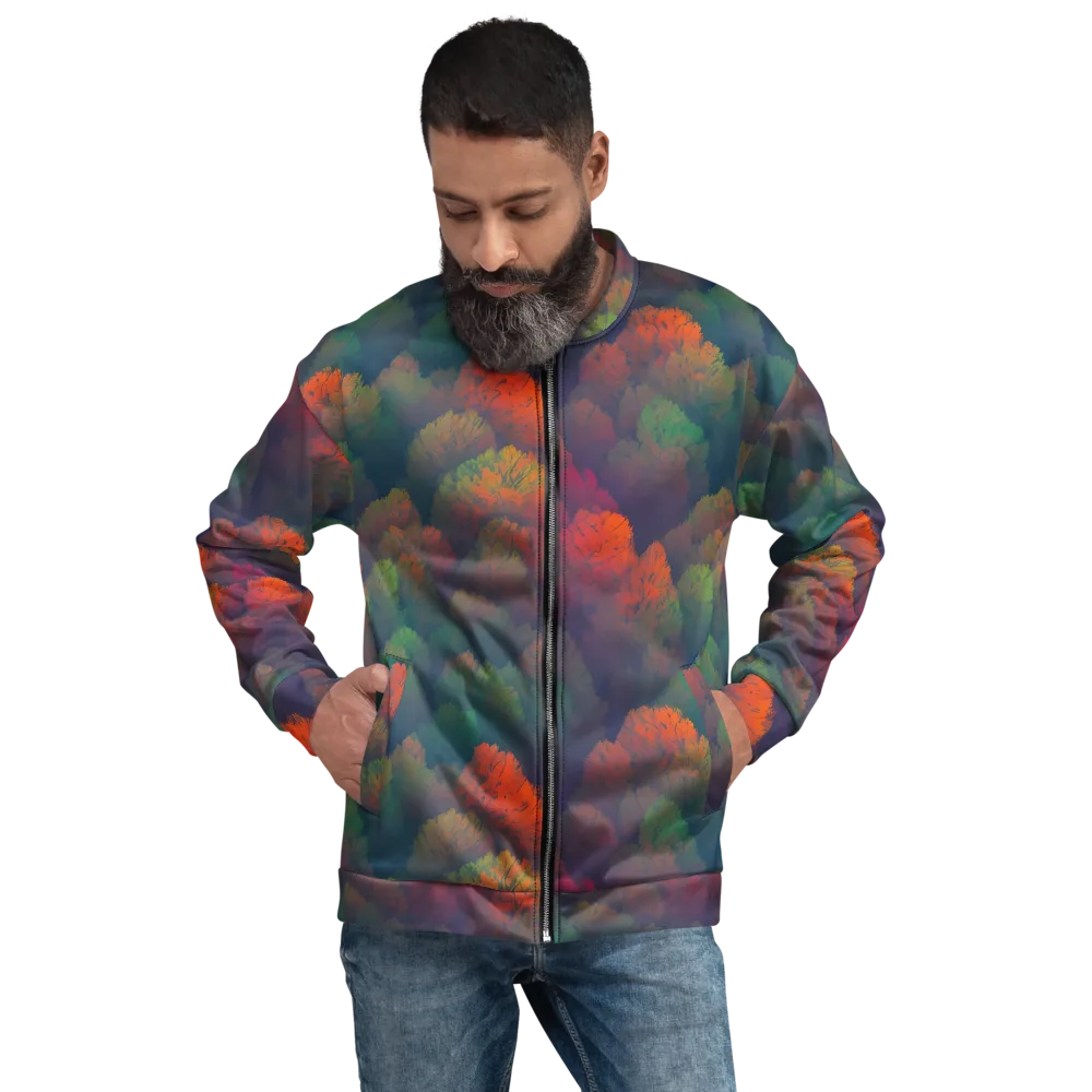 Flame-Kissed Foliage on Bomber Jacket — Front