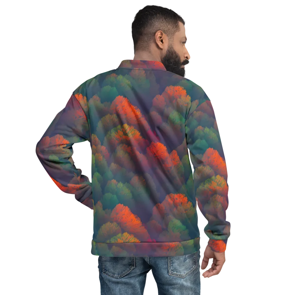 Flame-Kissed Foliage on Bomber Jacket — Back