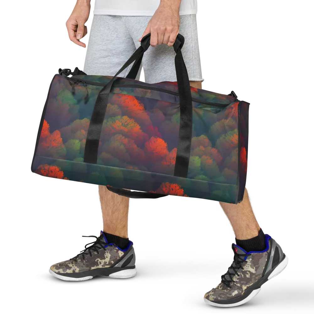 Flame-Kissed Foliage on Duffle Bag — Front