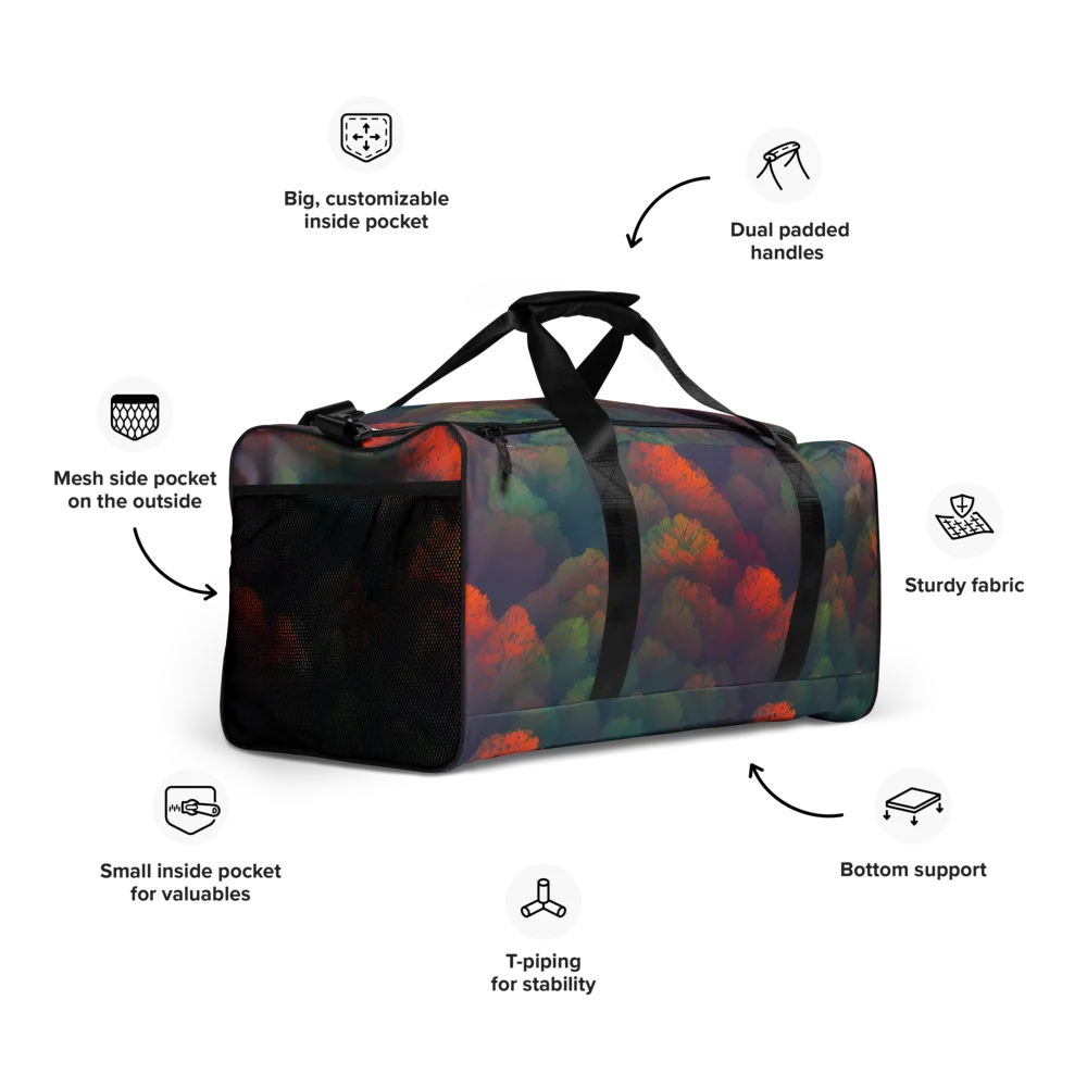 Flame-Kissed Foliage on Duffle Bag — Right Front