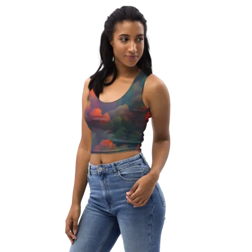 Flame-Kissed Foliage on a Crop Top