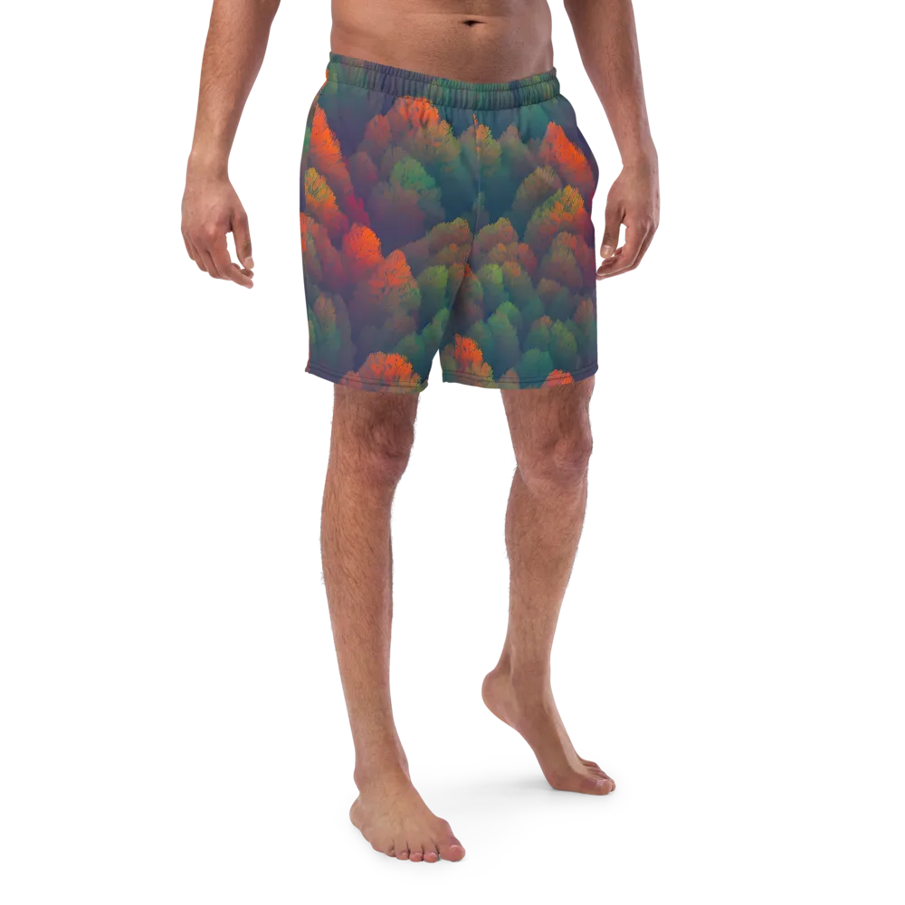 Flame-Kissed Foliage on Swim Trunks — Front