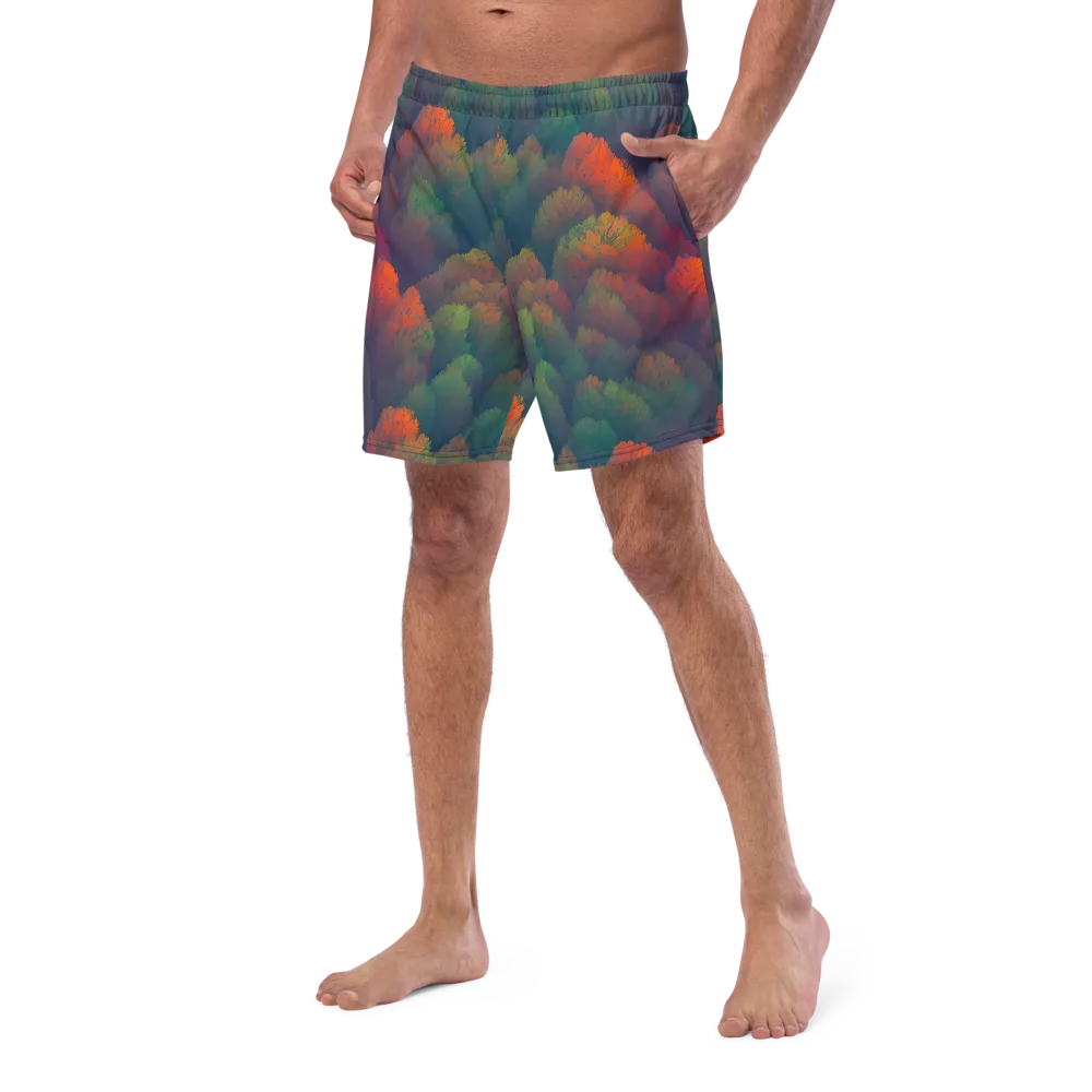 Flame-Kissed Foliage on Swim Trunks — Left Front
