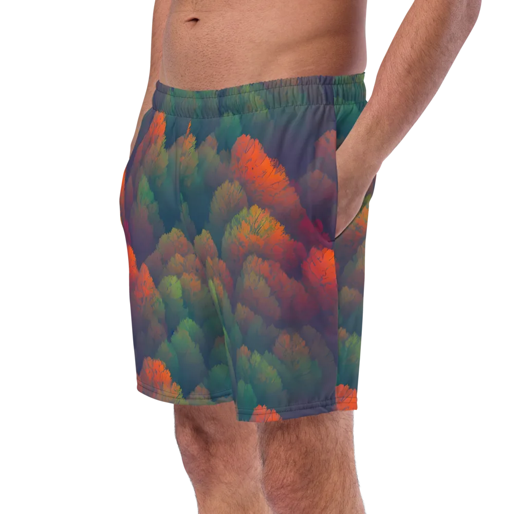 Flame-Kissed Foliage on Swim Trunks — Left Front
