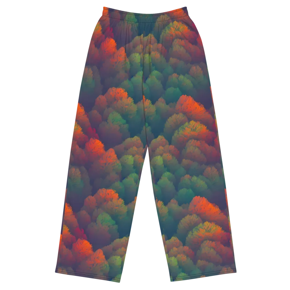 Flame-Kissed Foliage on Wide-Leg Pants — Front