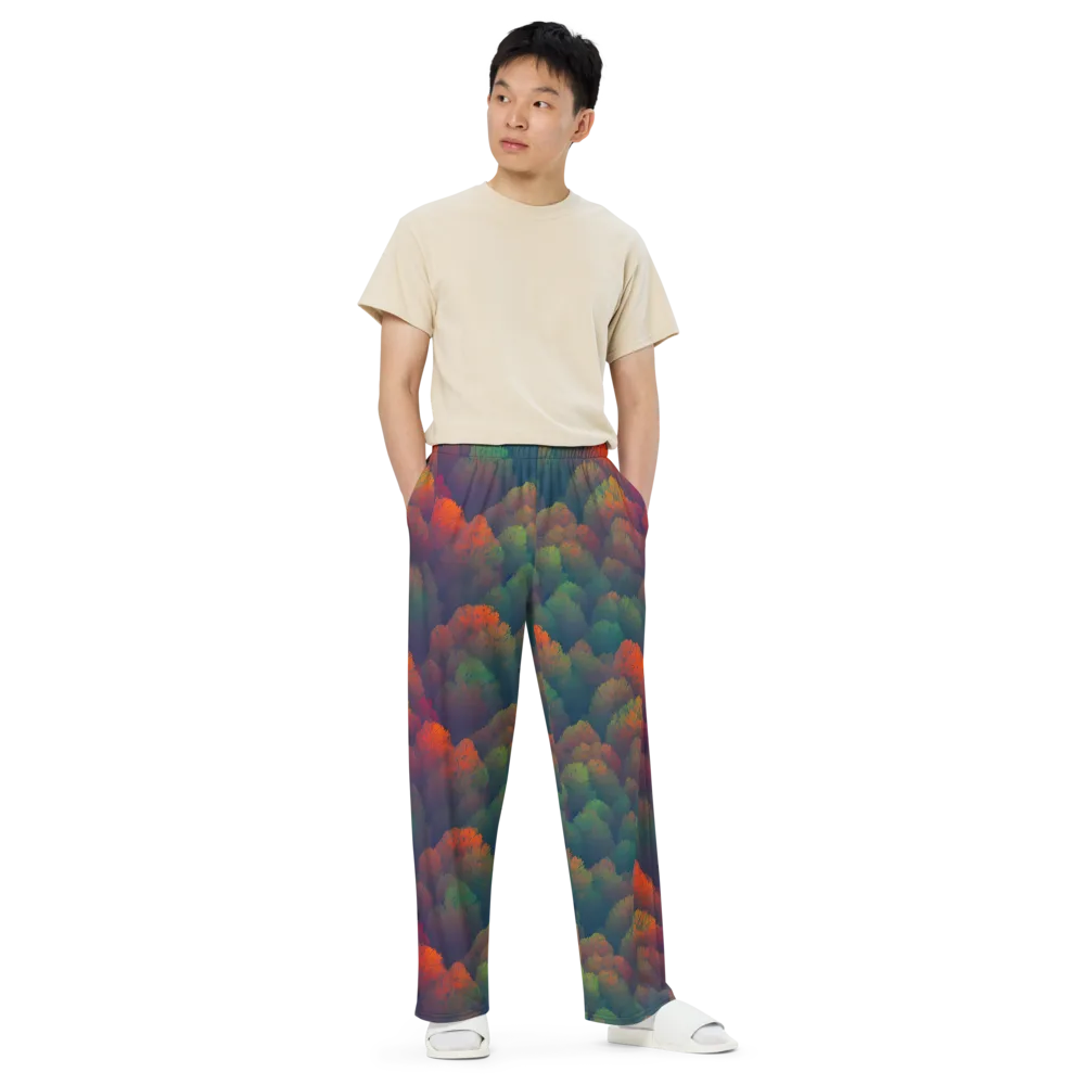 Flame-Kissed Foliage on Wide-Leg Pants — Front