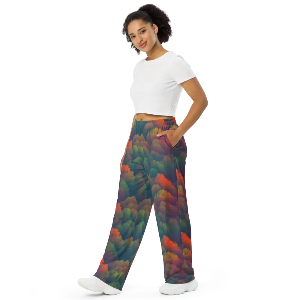 Flame-Kissed Foliage on Wide-Leg Pants — Left Front