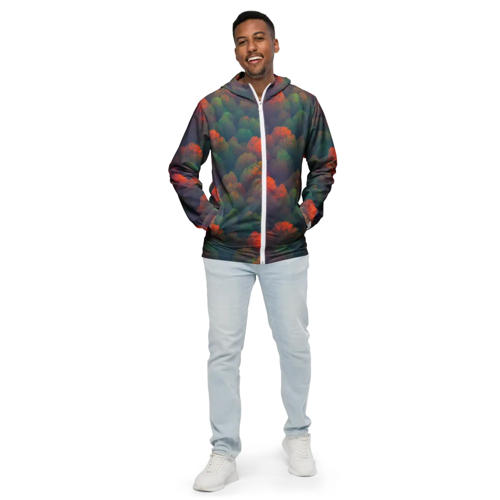 Flame-Kissed Foliage on Men's Windbreaker — Front