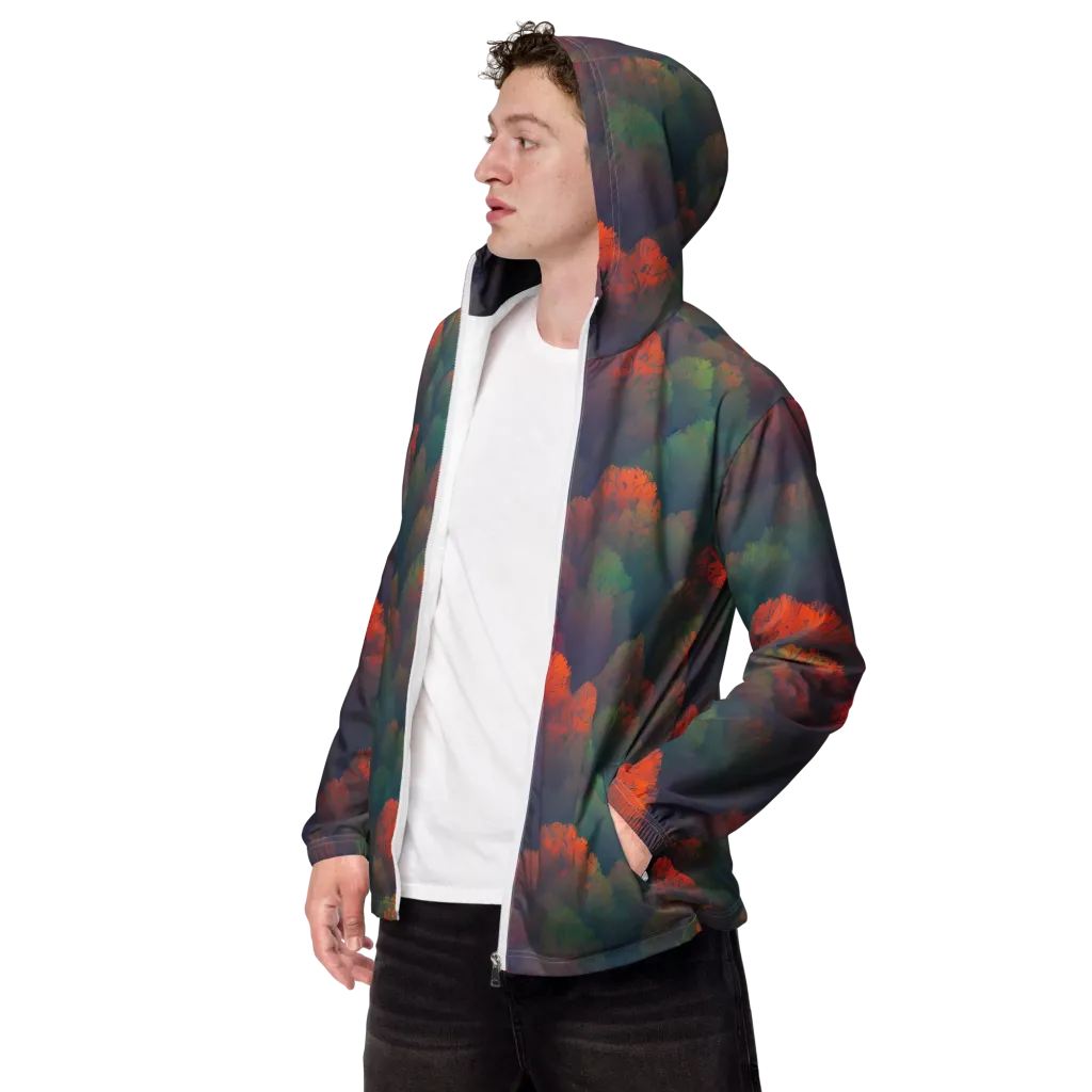 Flame-Kissed Foliage on Men's Windbreaker — Left Front