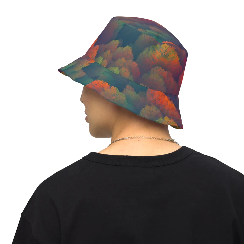 Flame-Kissed Foliage on Reversible Bucket Hat — Back Inside