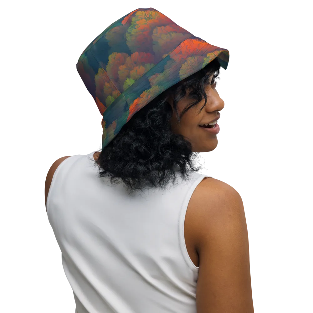 Flame-Kissed Foliage on Reversible Bucket Hat — Right Outside