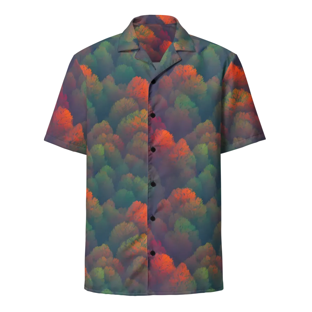 Flame-Kissed Foliage on Button Shirt — Front
