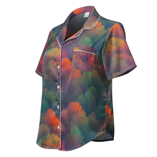Flame-Kissed Foliage on a Women's Short Sleeve Pajama Top