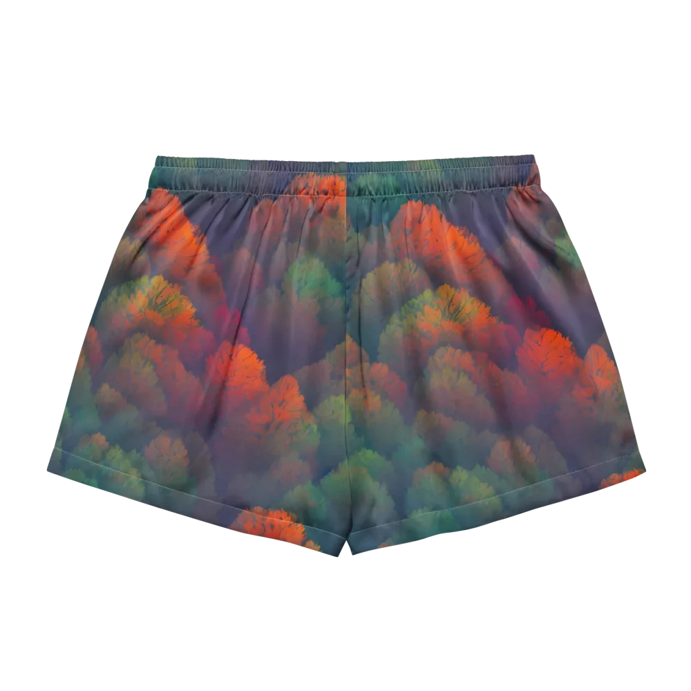 Flame-Kissed Foliage on Women's Pajama Shorts — Back