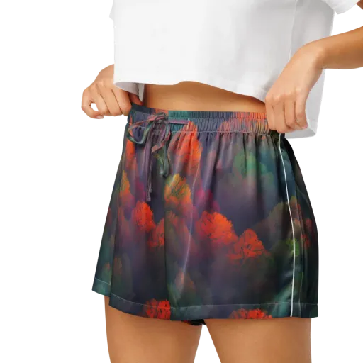 Flame-Kissed Foliage on a Women's Pajama Shorts