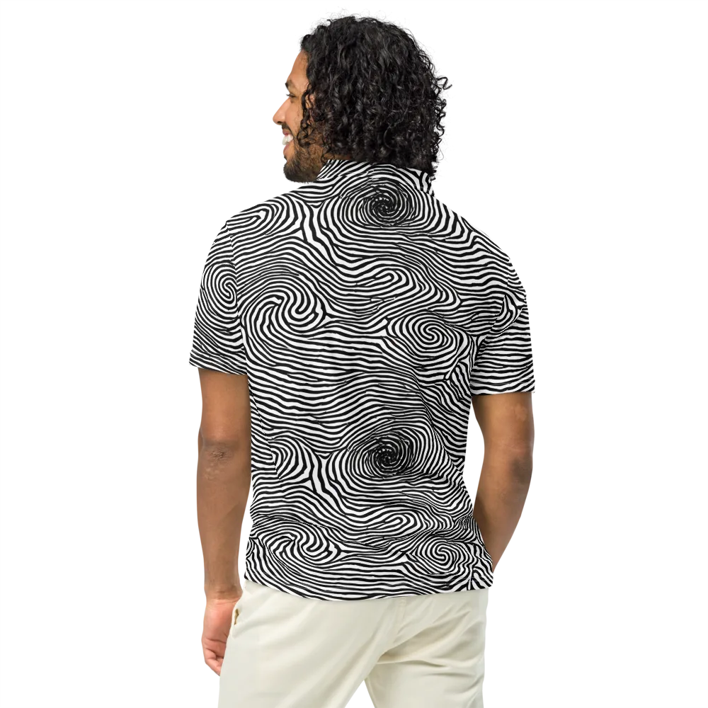 Black And White Rhapsody on Men's Slim Fit Polo Shirt — Back