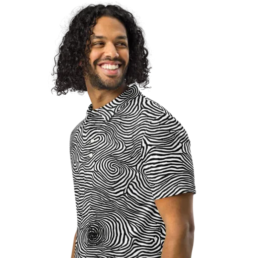 Black And White Rhapsody on a Men's Slim Fit Polo Shirt