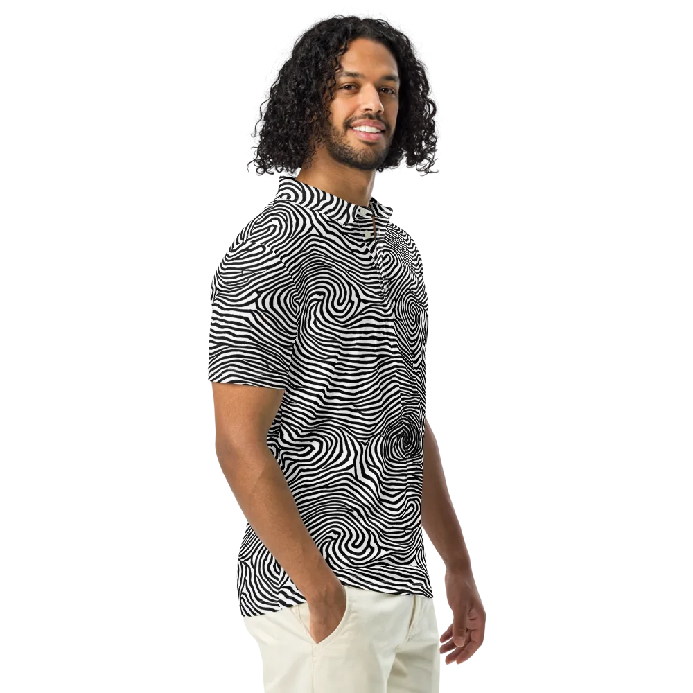 Black And White Rhapsody on Men's Slim Fit Polo Shirt — Right Front