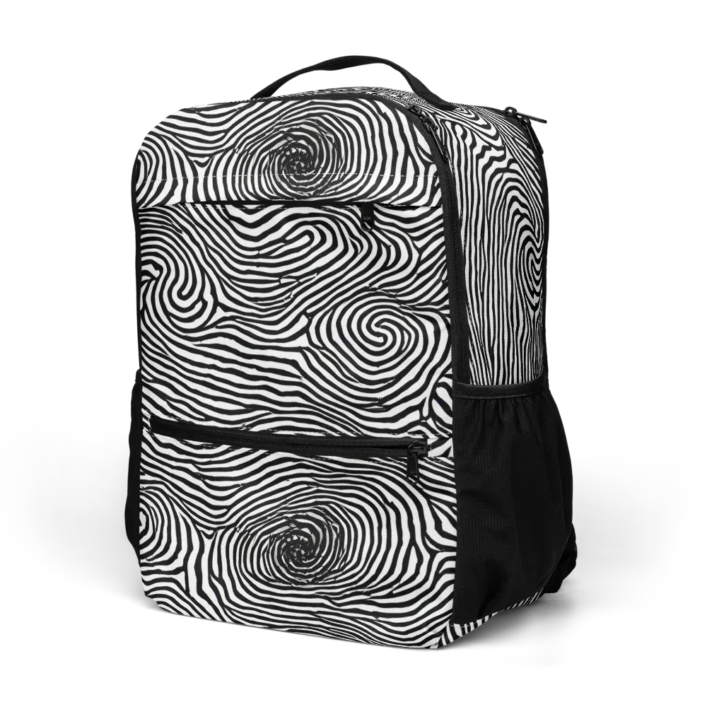 Black And White Rhapsody on Utility Backpack — Left Front