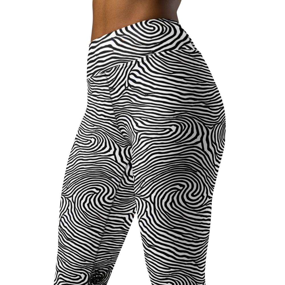 Black And White Rhapsody on Yoga Leggings — Left Front